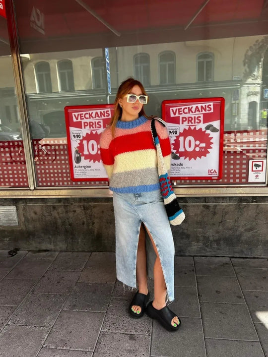 EB | Bunter Gestreifter Strickpullover für Lässig Schicke Looks