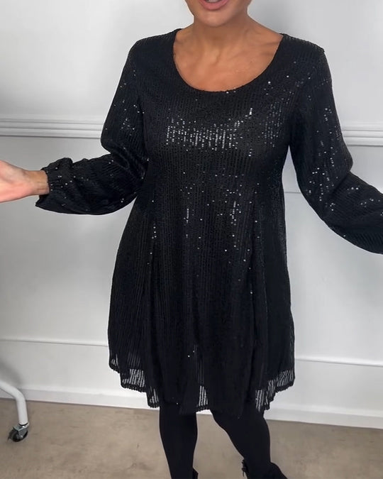 EB | Elegante Laterne Ärmel Pailletten A-Linie