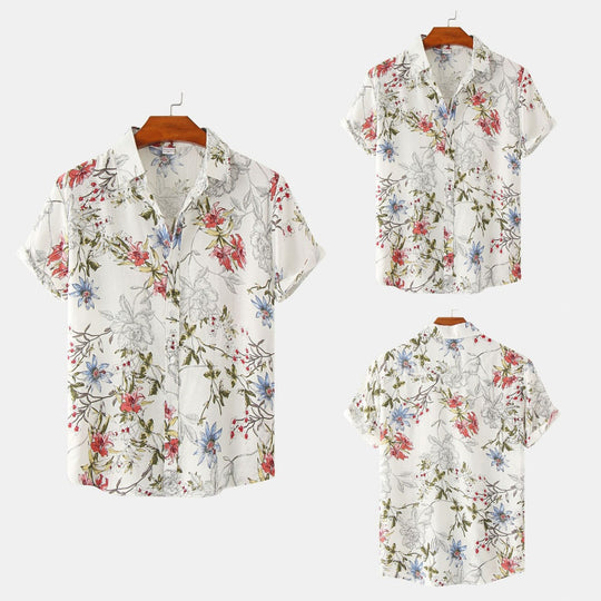 EB | Floral kurzärmeliges Blumenhemd Männer