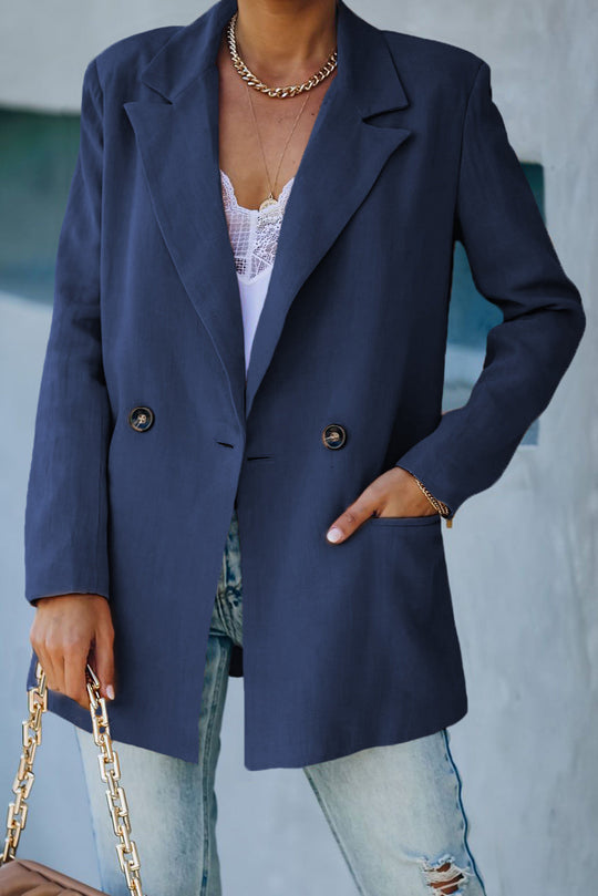 EB | Doppelreihiger Blazer mit gepolsterten Schultern und Taschen