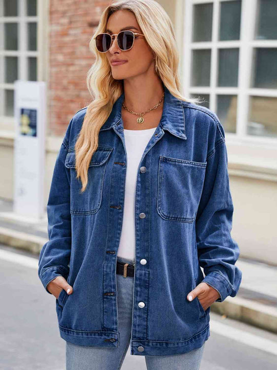 EB | Knopf-Down Denimjacke mit Taschen