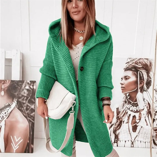 EB | Eleganter Damen Cardigan Mit Kapuze Kaschmir Look