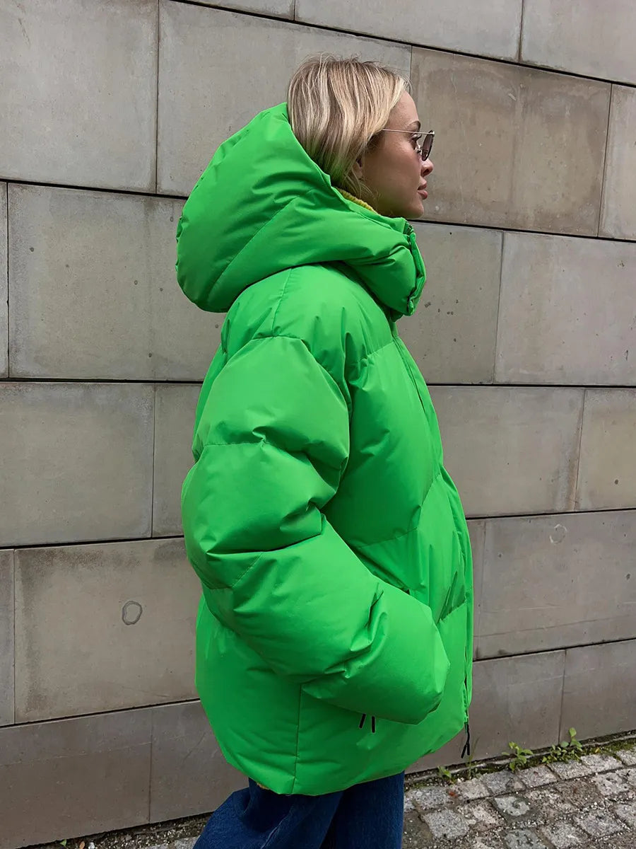 EB | Neon Grüner Kapuzen-Pufferjacke