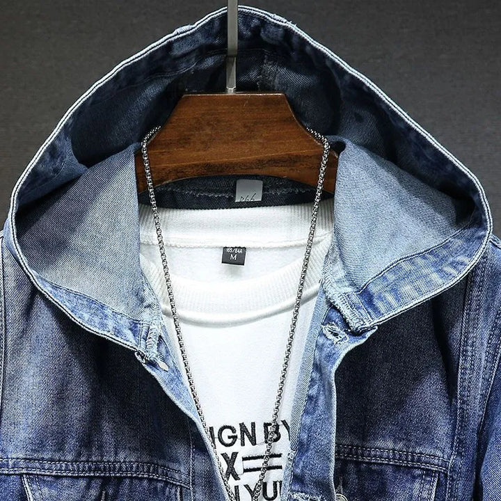 EB | Langärmelig Kapuze Denim Jacke mit Schaltflächen