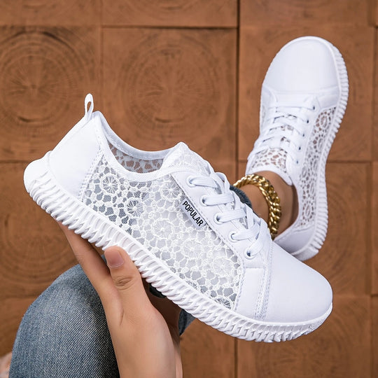 Sneakers mit floraler Spitze und atmungsaktivem Mesh-Futter EB EB