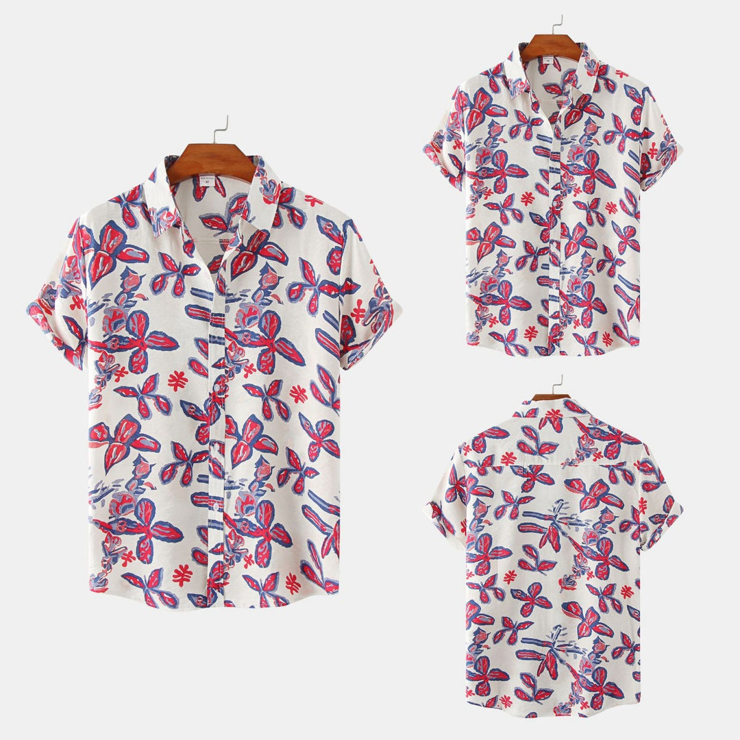 EB | Floral kurzärmeliges Blumenhemd Männer