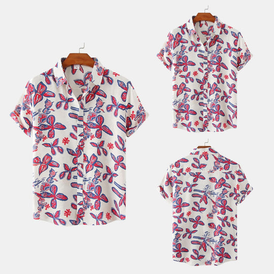 EB | Floral kurzärmeliges Blumenhemd Männer