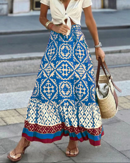 EB | Boho Lange Rock mit Print