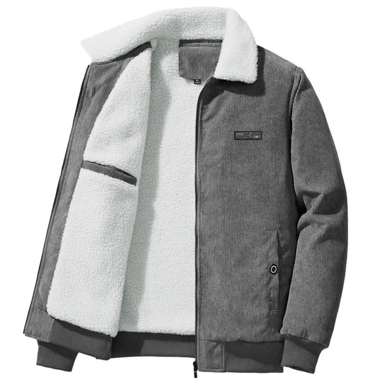 EB | Herren fleecegefütterte gerippte Winterjacke mit hohem Kragen
