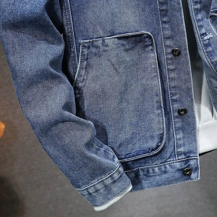 EB | Langärmelig Kapuze Denim Jacke mit Schaltflächen