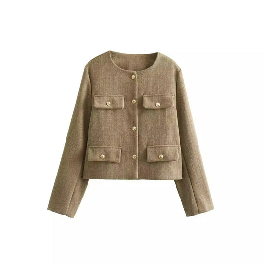 EB | Elegant und schicke Damen Blazerjacke mit Struktur und Knöpfen