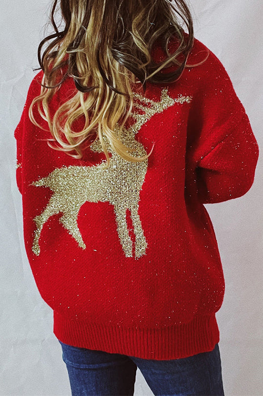 EB | Weihnachtsmuster Gestrickter Rundhalsausschnitt Langarmpullover