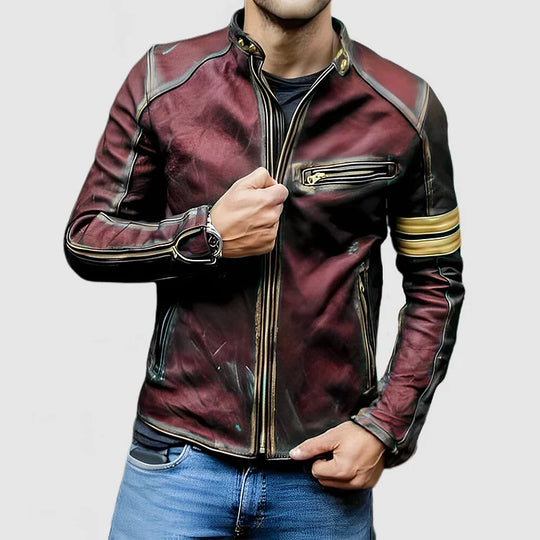 EB Stehkragen Farbe Block Biker Zip Up jacke