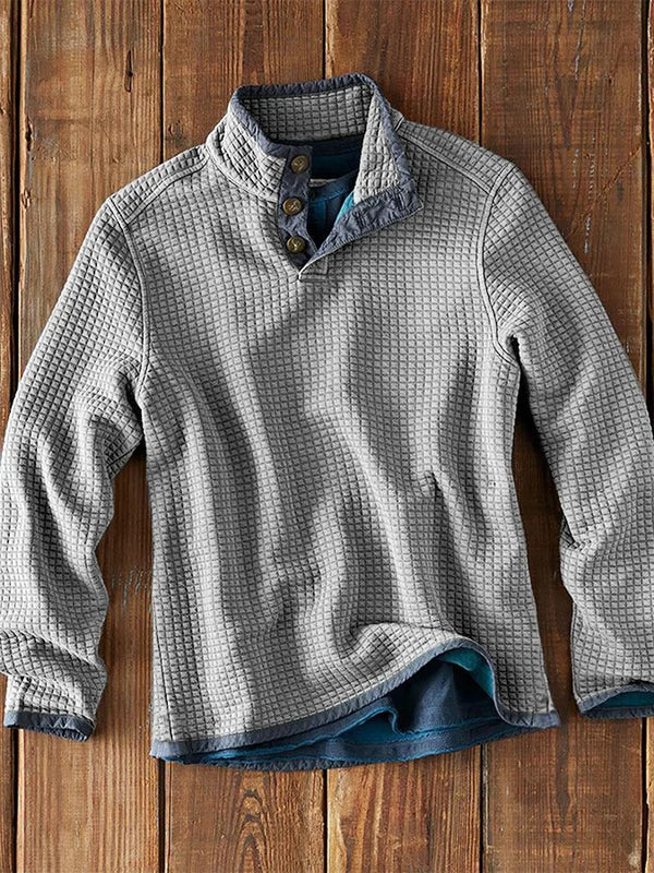 EB | Strukturiertes Waffelshirt mit Knopfdetails Baumwollmischung Warm und Robust