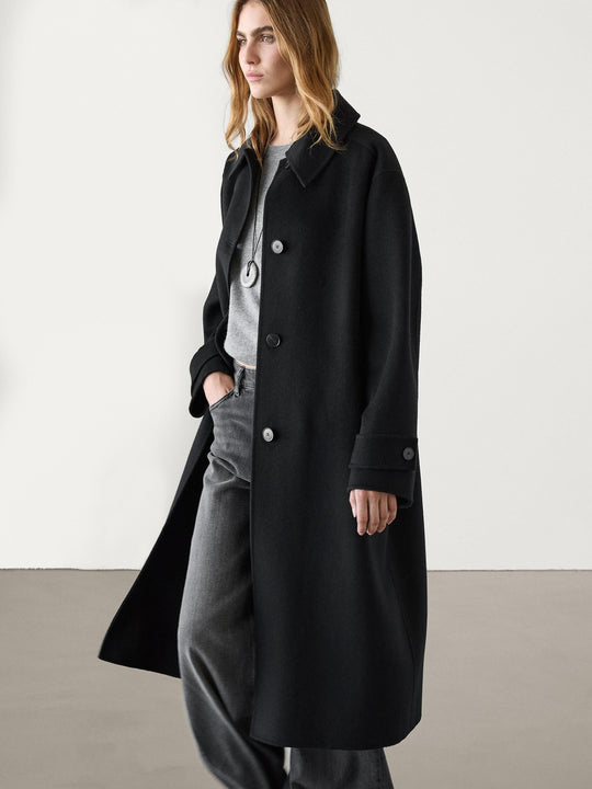 EB | Wollmischung Jacke - raffinierte lange Knopf-Oberbekleidung