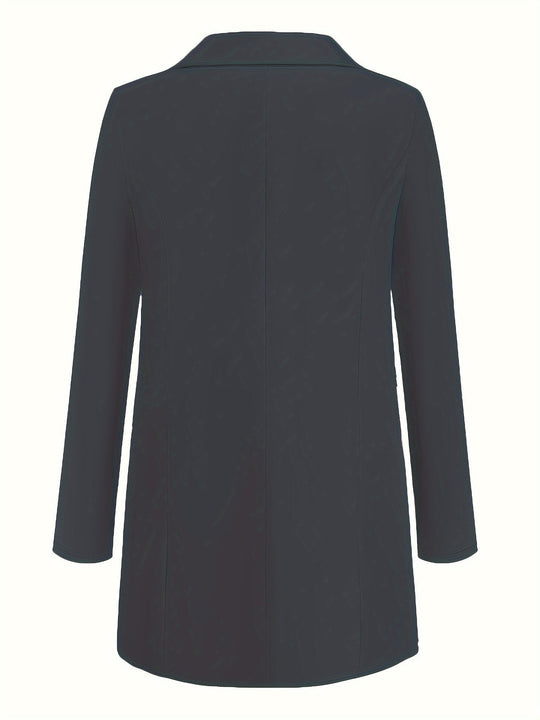 EB | Eleganter Business-Einfarbiger Lange Blazer mit Reversideal für alle Jahreszeiten