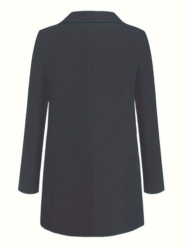 EB | Eleganter Business-Einfarbiger Lange Blazer mit Reversideal für alle Jahreszeiten