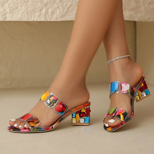 Bunte Sandalen mit Doppelriemen EB