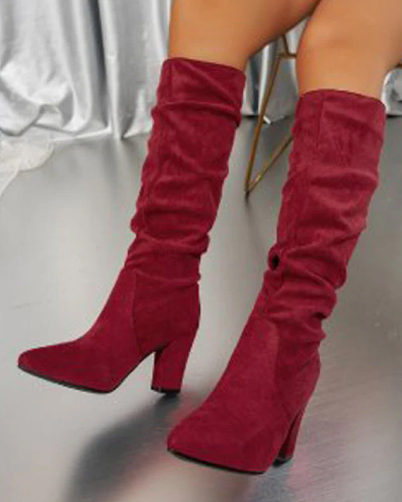 EB | Stylische Damen Stiefel mit Hohen Absätzen In Uni Farbe