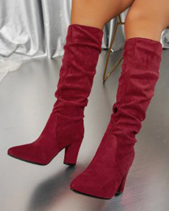 EB | Stylische Damen Stiefel mit Hohen Absätzen In Uni Farbe