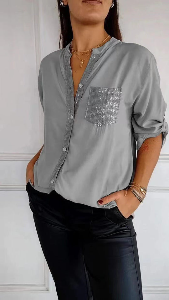 EB | Glitzerbluse Mit Paillettentasche