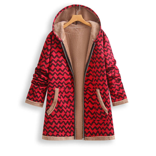 EB | Gefütterter Oversize-Mantel mit Kapuze aus Fleece