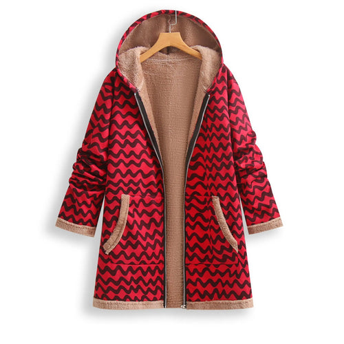 EB | Gefütterter Oversize-Mantel mit Kapuze aus Fleece
