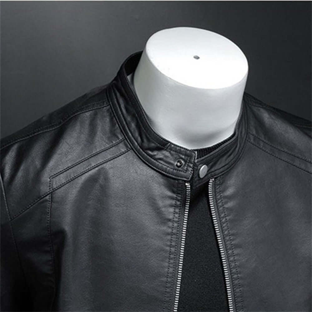 EB | Klassischer Stil Kunstleder Bikerjacke für Männer