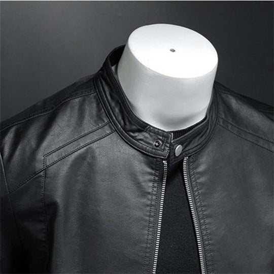 EB | Klassischer Stil Kunstleder Bikerjacke für Männer