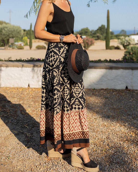 EB | Boho Lange Rock mit Print