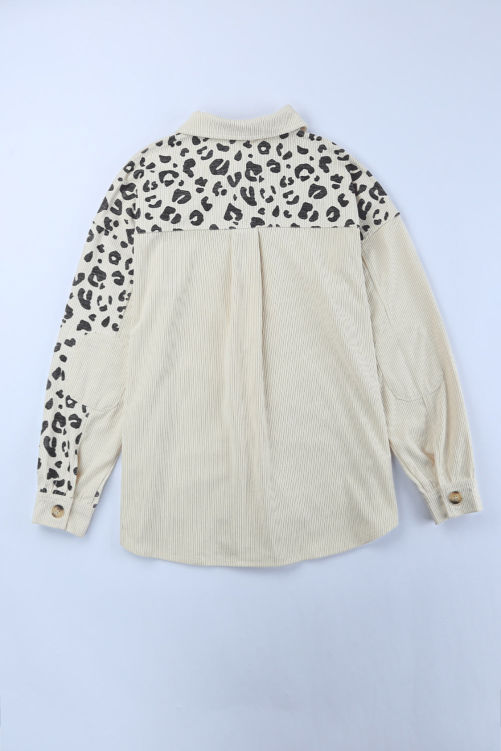 EB | Double Take Leopard Print Pocketed Cord-Jacke