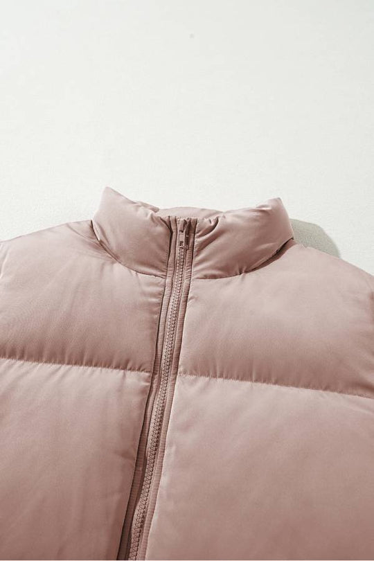 EB | Rosa Volle Reißverschluss Gesteppt Pufferjacke