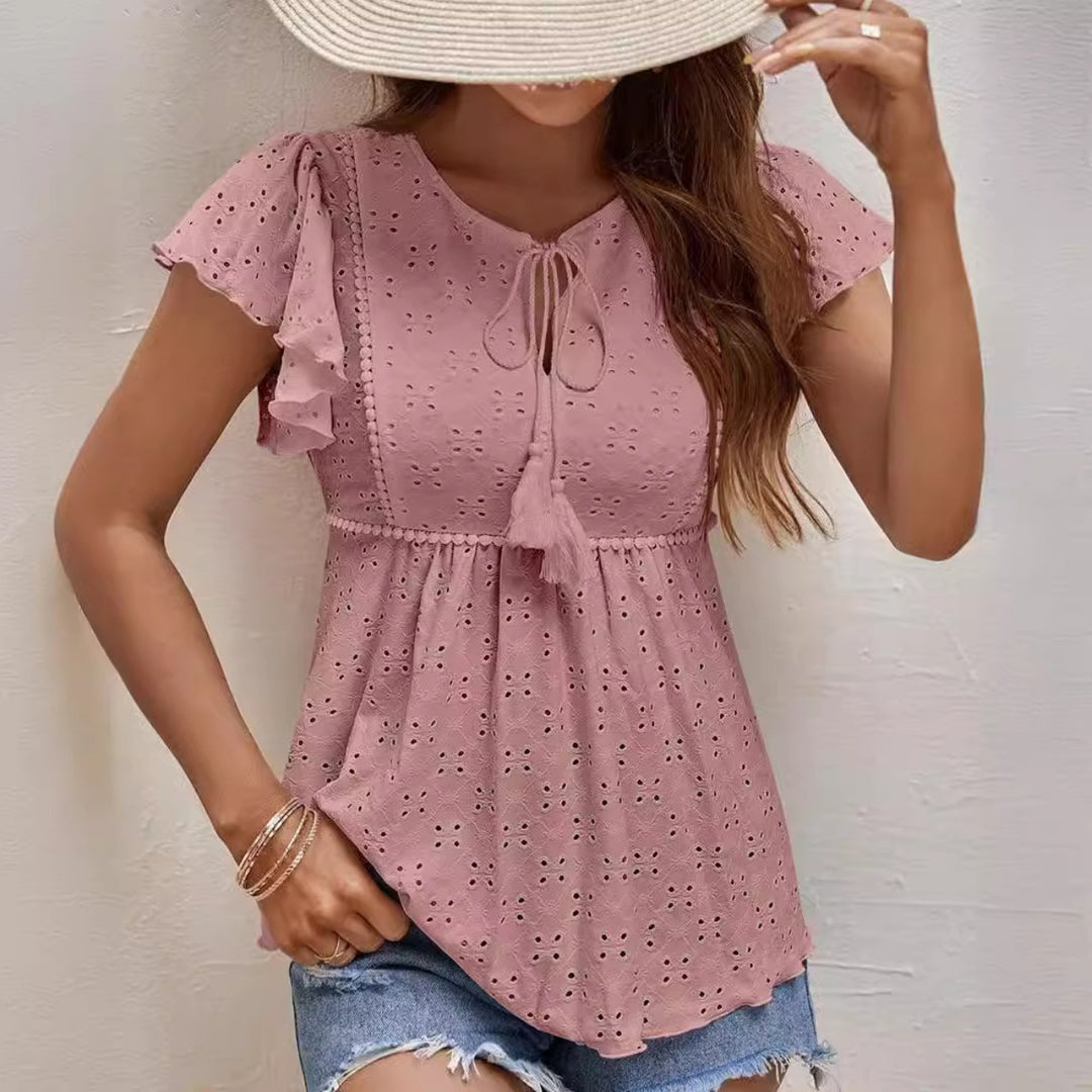 EB | Hohles Jacquard-Oberteil mit Fransen