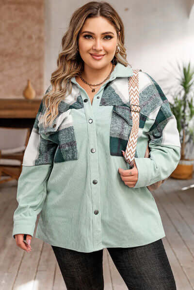 EB | Plus Size Karos Shacket Jacke für Damen
