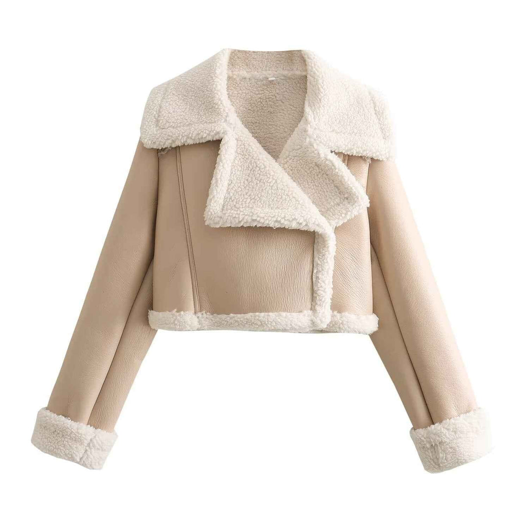 EB | Damen kurze Jacke mit warmem Teddyfutter