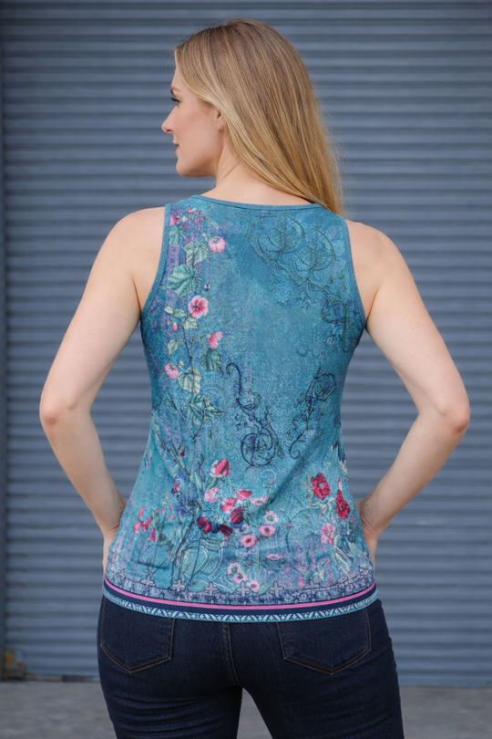 Damen Bluse mit floralem Muster und Knopfdetails EB