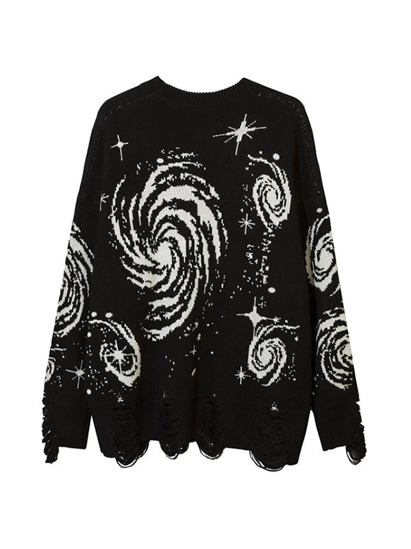 EB | Farbe Vintage Druck Zerrissene Sweatshirt