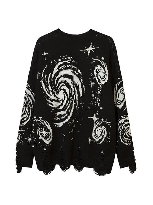 EB | Farbe Vintage Druck Zerrissene Sweatshirt