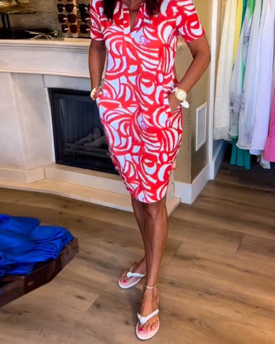 EB | Lässiges Kurzärmeliges Kleid mit Print