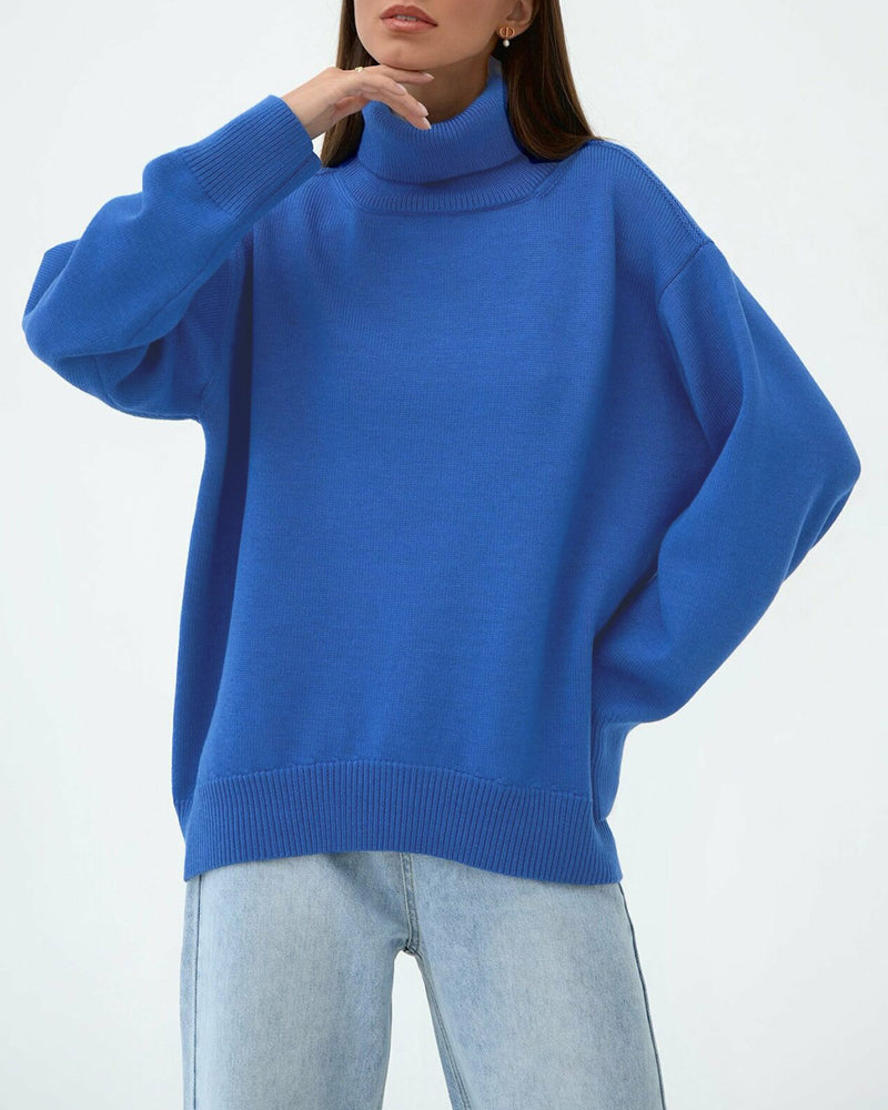 EB | Eleganter Oversized Damen Rollkragenpullover Aus Baumwolle