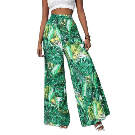 EB | Bedruckte Freizeithose mit hoher Taille und weitem Bein