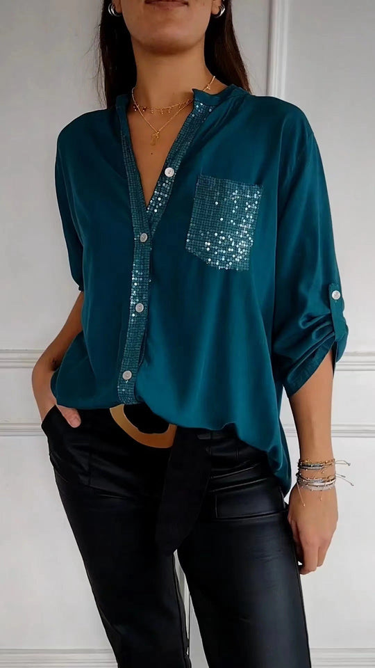 EB | Glitzerbluse Mit Paillettentasche