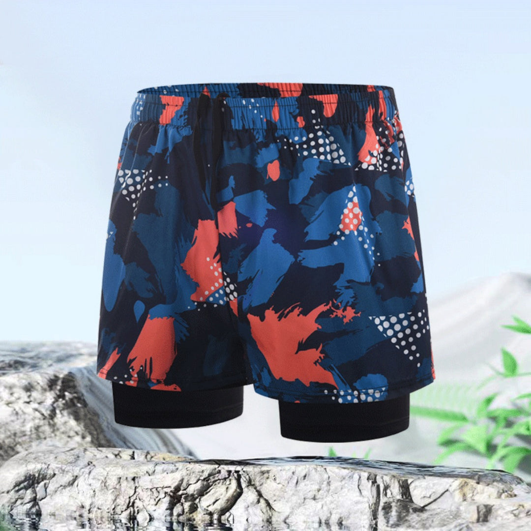 EB | Doppellagige Herren Sport Fitness Anti-Peinlichkeit Strandhose