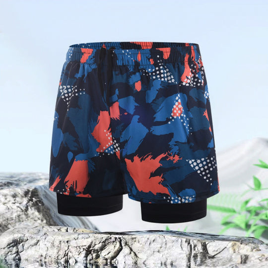 EB | Doppellagige Herren Sport Fitness Anti-Peinlichkeit Strandhose