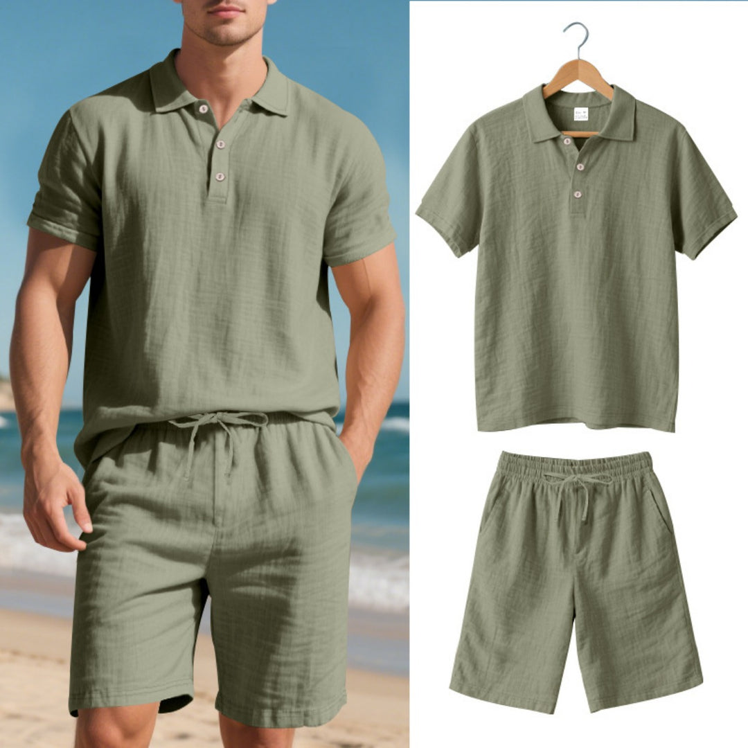 EB | Kurzärmliges Poloshirt und Shorts Strandanzug