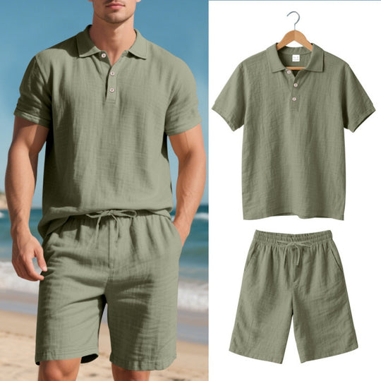 EB | Kurzärmliges Poloshirt und Shorts Strandanzug