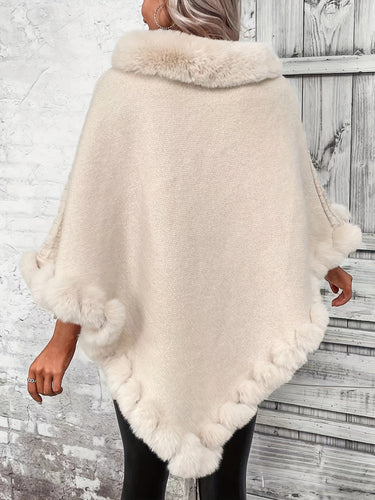 EB | Eleganter Poncho mit Kunstpelzdetails Akryl Warm und Stilvoll