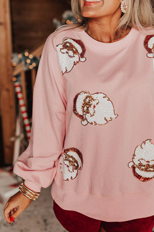 EB | Weihnachtsmann Pailletten Lässiges Lockeres Sweatshirt