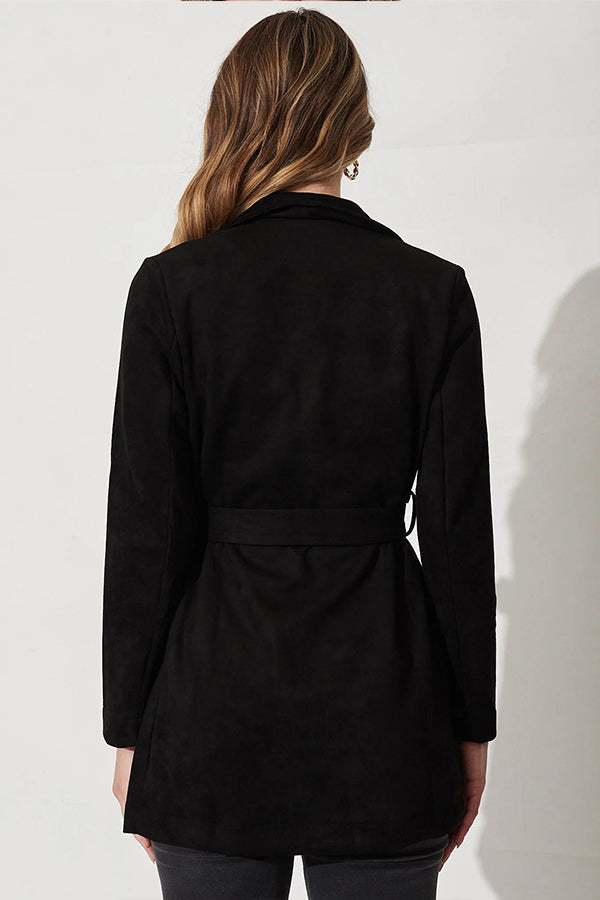 EB | Farbe Anzug Strickjacke großer Revers Wildleder langärmlige Jacke