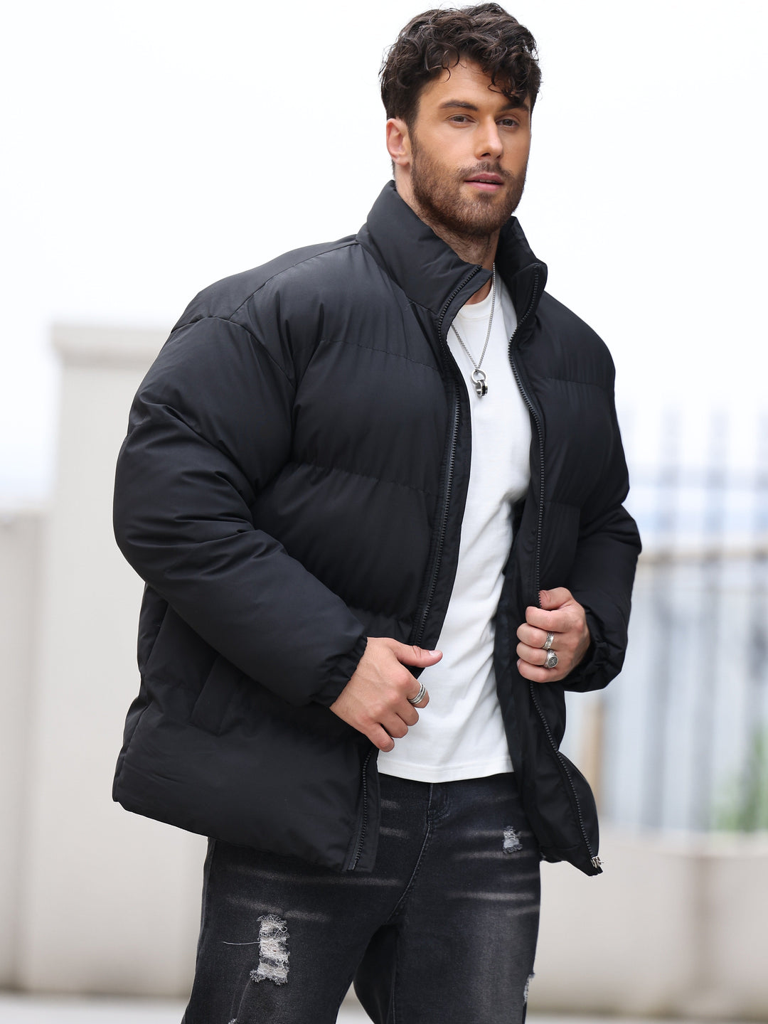 EB | Pufferjacke mit Hohem Kragen Polyester Isolierend und Trendy